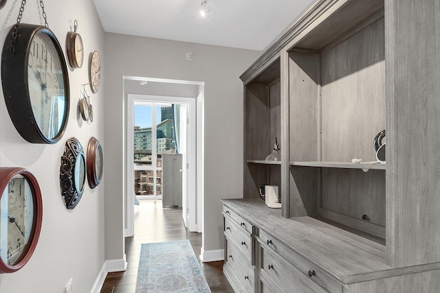 1201 S Prairie Ave Unit 1505, Chicago, IL 60605 - laundry area with baseboards and dark wood-style flooring