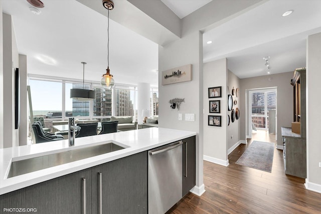 1201 S Prairie Ave Unit 1505, Chicago, IL 60605 - kitchen featuring dishwasher, baseboards, healthy amount of natural light, light countertops, and recessed lighting