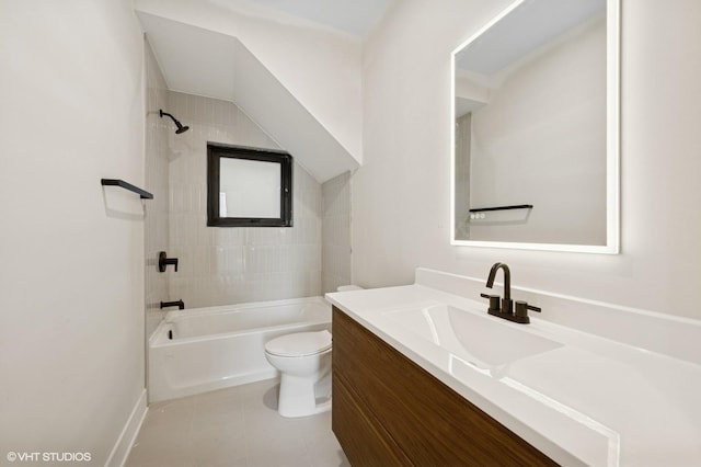 222 S Oakley Blvd Unit 3, Chicago, IL 60612 - bathroom featuring toilet, vanity, bathing tub / shower combination, baseboards, and tile patterned flooring
