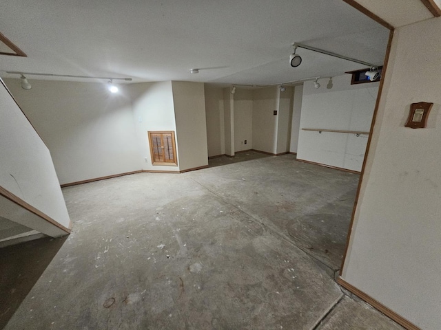3238 Gresham Ln E, Aurora, IL 60504 - finished below grade area featuring track lighting and baseboards