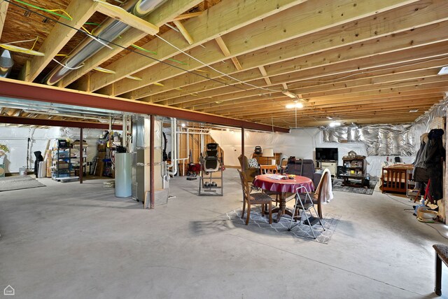 8716 Pebble Creek Ct, Wonder Lake, IL 60097 - unfinished basement with water heater and heating unit