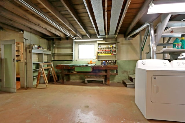 4327 W Henderson St, Chicago, IL 60641 - below grade area with a workshop area and separate washer and dryer