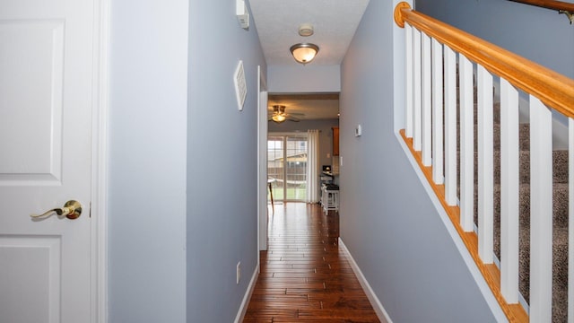 302 Gambel Ct, Normal, IL 61761 - corridor featuring stairway, baseboards, and wood finished floors