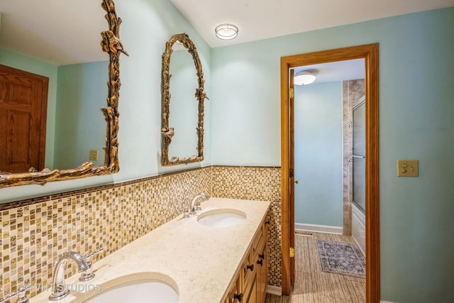 1109 Danvers Ct, Schaumburg, IL 60193 - bathroom with double vanity and shower / bath combination with glass door