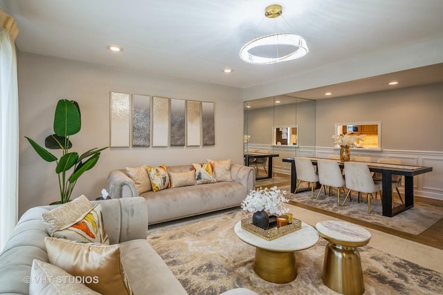 1109 Danvers Ct, Schaumburg, IL 60193 - living area featuring wood finished floors, recessed lighting, and wainscoting