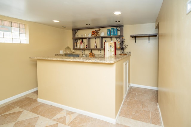 8743 S Constance Ave, Chicago, IL 60617 - indoor wet bar featuring freestanding refrigerator, recessed lighting, and baseboards