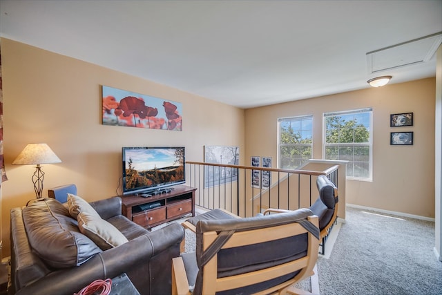 1163 Whispering Hills Dr, Naperville, IL 60540 - living room with carpet floors, attic access, and baseboards