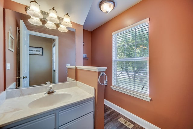 1163 Whispering Hills Dr, Naperville, IL 60540 - bathroom featuring plenty of natural light, baseboards, vanity, and wood finished floors