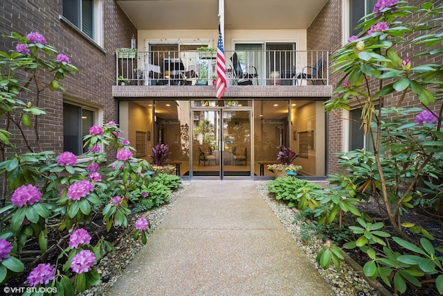 407 Ashland Ave Unit 6H, River Forest, IL 60305 - doorway to property featuring a balcony and brick siding
