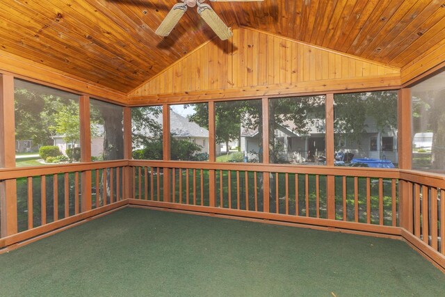 2321 Woodhavens Dr, Bloomington, IL 61701 - unfurnished sunroom with vaulted ceiling and ceiling fan