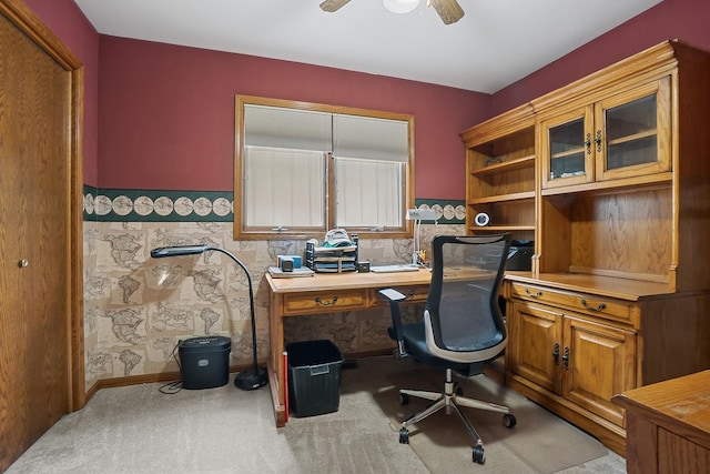 16212 Forest Ave, Oak Forest, IL 60452 - carpeted office space featuring ceiling fan and built in desk