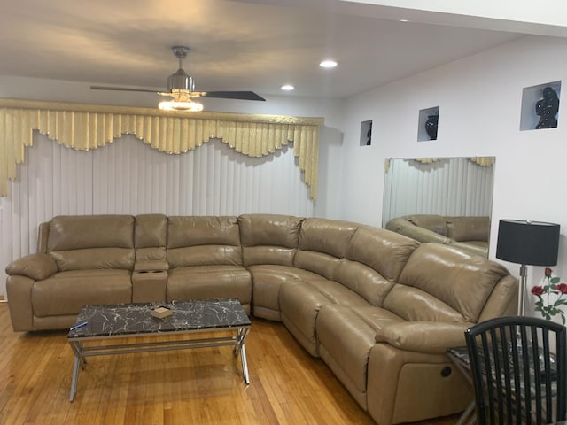 9323 S Normal Ave, Chicago, IL 60620 - living area featuring light wood-style floors, recessed lighting, and a ceiling fan