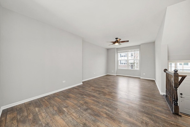 1413 N Charles Ave, Naperville, IL 60563 - spare room with dark wood-style flooring, ceiling fan, and baseboards