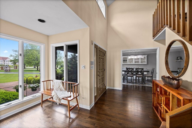 7 Surrey Rd, Lemont, IL 60439 - foyer entrance featuring dark wood-style floors, baseboards, and a chandelier