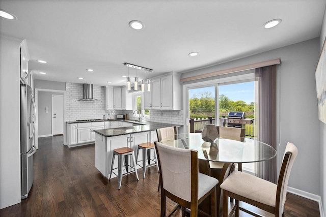 7 Surrey Rd, Lemont, IL 60439 - dining space with dark wood-style flooring, recessed lighting, and baseboards