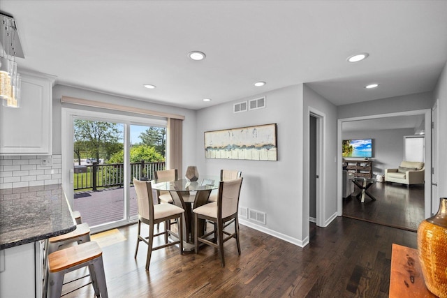 7 Surrey Rd, Lemont, IL 60439 - dining space with baseboards, dark wood finished floors, and recessed lighting