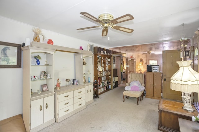 17963 W Greentree Rd, Grayslake, IL 60030 - sitting room featuring ceiling fan, ornamental molding, and light colored carpet