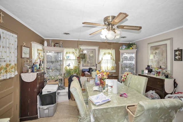 17963 W Greentree Rd, Grayslake, IL 60030 - dining room featuring a ceiling fan and ornamental molding