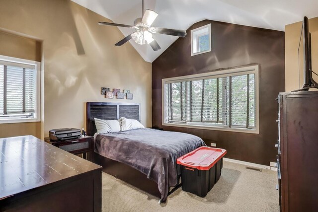3159 W Washington Blvd, Chicago, IL 60612 - carpeted bedroom with a ceiling fan, baseboards, and high vaulted ceiling