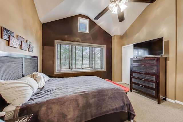 3159 W Washington Blvd, Chicago, IL 60612 - carpeted bedroom with vaulted ceiling, ceiling fan, and baseboards