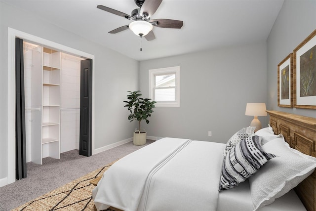 817 N Mohave Dr, Pontiac, IL 61764 - bedroom with light carpet, a ceiling fan, and baseboards