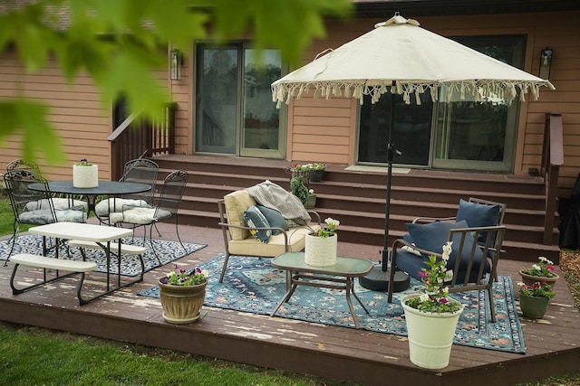 2148 Donahue St, Lasalle, IL 61301 - wooden deck featuring entry steps, outdoor dining area, and outdoor lounge area