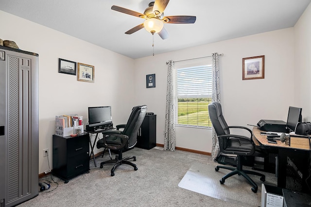 2609 E 1500s Rd, Kankakee, IL 60901 - carpeted home office featuring a ceiling fan and baseboards