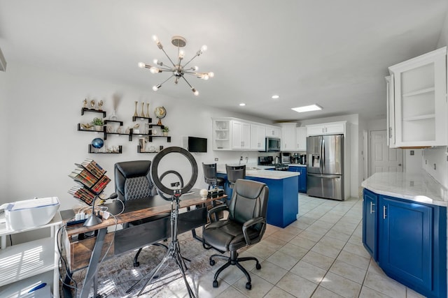 17964 Upland Dr, Tinley Park, IL 60487 - office space featuring a chandelier, light tile patterned floors, a sink, and recessed lighting