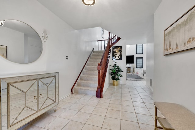 17964 Upland Dr, Tinley Park, IL 60487 - staircase with tile patterned flooring and baseboards
