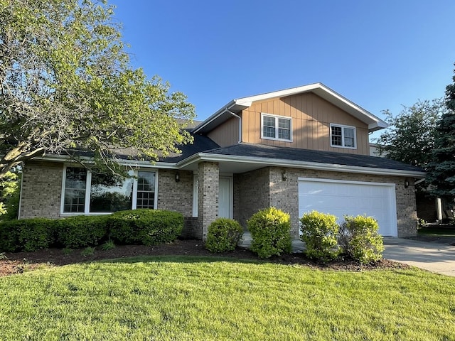 13153 W Pin Oak Dr, Homer Glen, IL 60491 - view of front of property featuring concrete driveway, an attached garage, a front yard, and brick siding