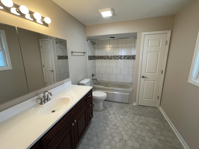 13153 W Pin Oak Dr, Homer Glen, IL 60491 - full bathroom featuring vanity, toilet, shower / tub combination, and baseboards