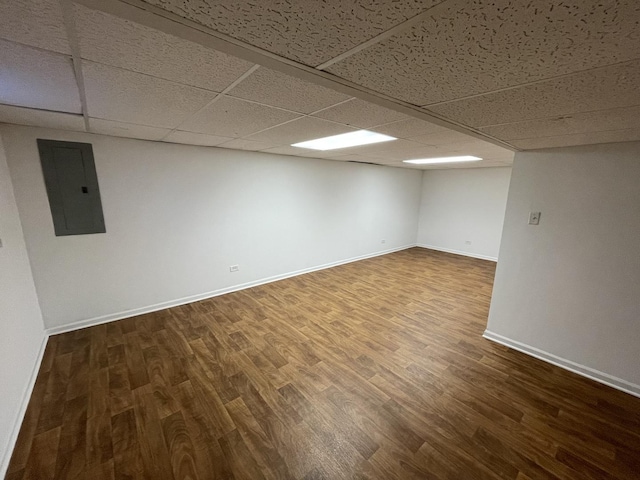 13153 W Pin Oak Dr, Homer Glen, IL 60491 - finished below grade area featuring electric panel, wood finished floors, a paneled ceiling, and baseboards