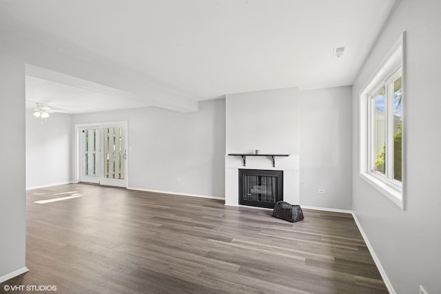 852 Oxford Pl Unit 852, Wheeling, IL 60090 - unfurnished living room featuring a fireplace, wood finished floors, and baseboards