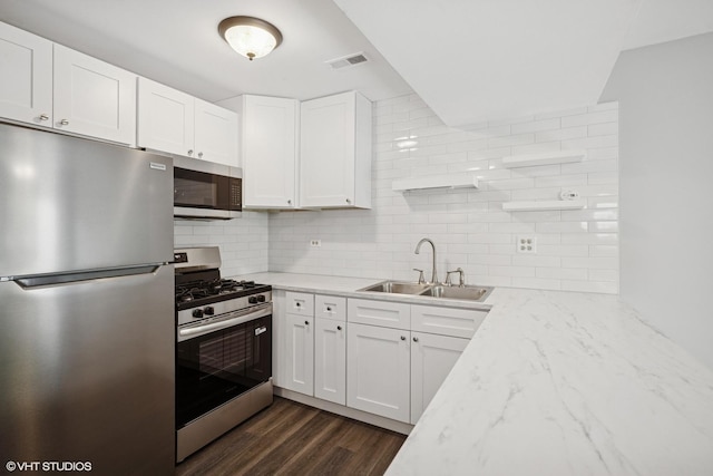852 Oxford Pl Unit 852, Wheeling, IL 60090 - kitchen featuring appliances with stainless steel finishes, a sink, decorative backsplash, and white cabinetry