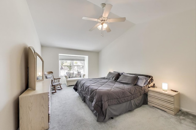 1400 Patrick Dr, Mundelein, IL 60060 - bedroom with light colored carpet, vaulted ceiling, and ceiling fan