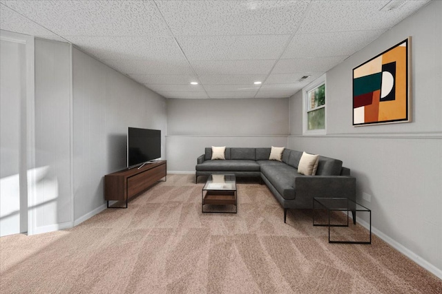 603 Geddes Ave, Winthrop Harbor, IL 60096 - carpeted living area with a paneled ceiling and recessed lighting
