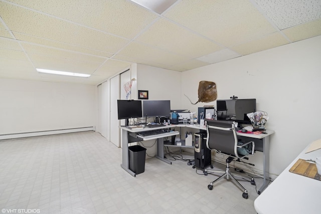 734 S Warren Ave, Palatine, IL 60074 - office featuring a paneled ceiling and a baseboard heating unit