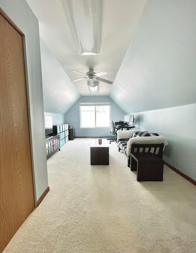 749 S Vintage Ln, Round Lake, IL 60073 - carpeted bedroom featuring vaulted ceiling, a ceiling fan, and baseboards