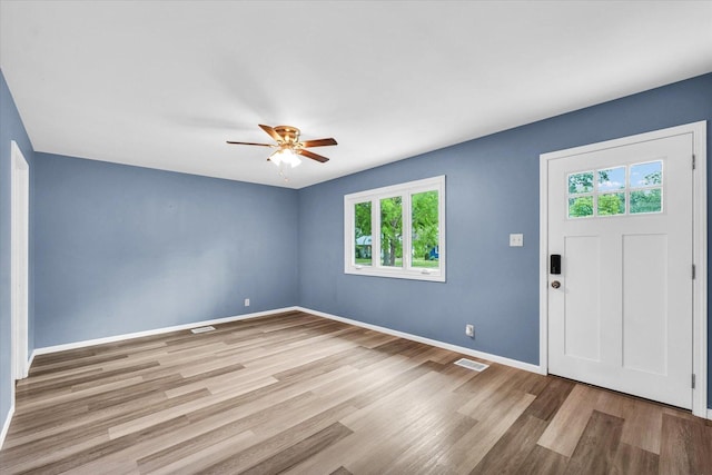 713 E Michigan Ave, Urbana, IL 61801 - foyer entrance featuring plenty of natural light, ceiling fan, wood finished floors, and baseboards