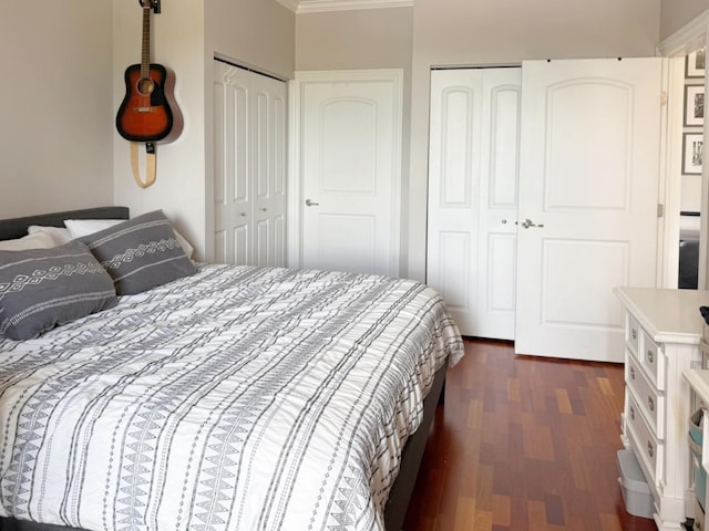 4950 N Western Ave Unit Ph2, Chicago, IL 60625 - bedroom with two closets, crown molding, and dark wood-style flooring
