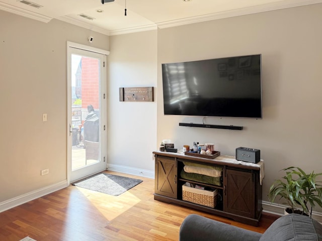 4950 N Western Ave Unit Ph2, Chicago, IL 60625 - living room with wood finished floors, baseboards, and ornamental molding