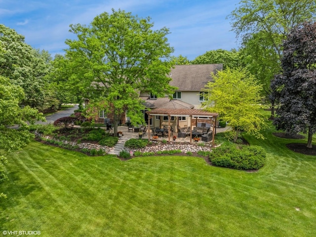 26874 N Countryside Lake Dr, Mundelein, IL 60060 - back of house with a patio area, a pergola, and a yard
