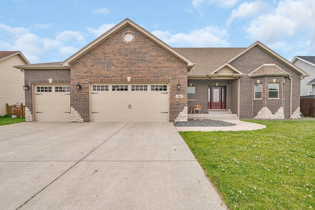 1200 Farmstone Dr, Diamond, IL 60416 - view of front of house with a garage, brick siding, driveway, and a shingled roof