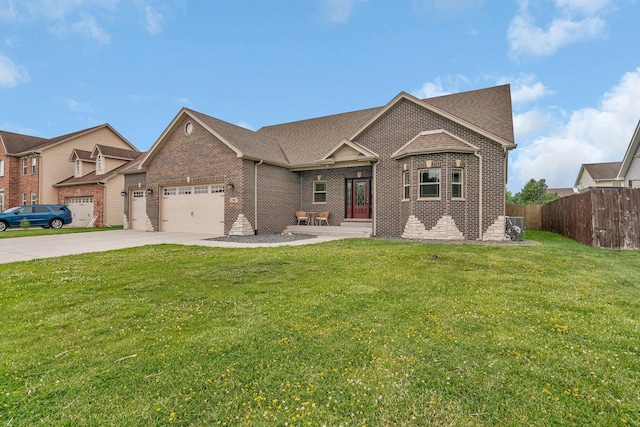1200 Farmstone Dr, Diamond, IL 60416 - view of front facade with brick siding, driveway, a garage, and a shingled roof