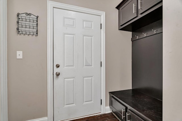 1200 Farmstone Dr, Diamond, IL 60416 - mudroom featuring baseboards and dark wood-type flooring