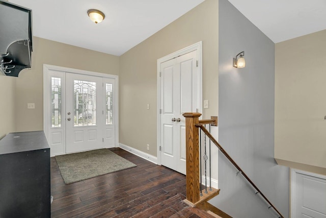 1200 Farmstone Dr, Diamond, IL 60416 - foyer entrance featuring dark wood-style flooring and baseboards
