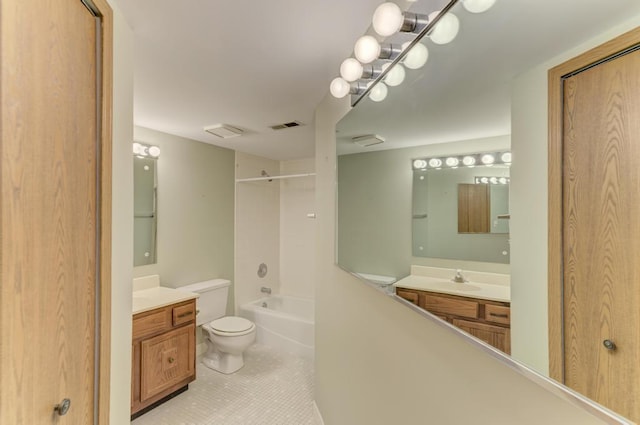 464 S President St Unit 101, Carol Stream, IL 60188 - full bath with toilet, tile patterned flooring, vanity, and washtub / shower combination