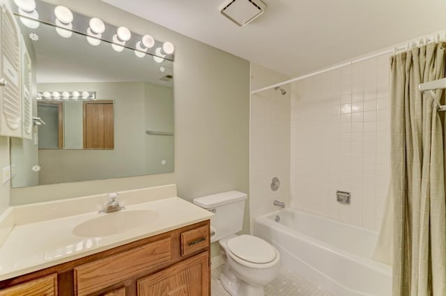 464 S President St Unit 101, Carol Stream, IL 60188 - bathroom with toilet, shower / tub combo with curtain, vanity, and tile patterned flooring