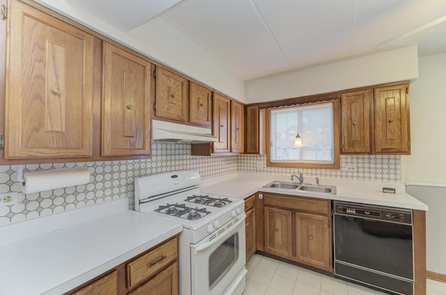464 S President St Unit 101, Carol Stream, IL 60188 - kitchen featuring gas range gas stove, dishwasher, under cabinet range hood, a sink, and light countertops