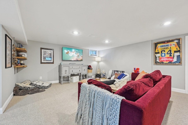 324 W Crystal Lake Ave, Crystal Lake, IL 60014 - living area with carpet, baseboards, and recessed lighting